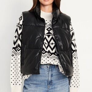 Old Navy Black Quilted Puffer Vest